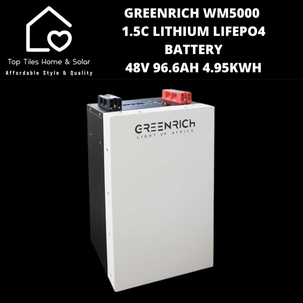 Greenrich WM5000 1.5C Lithium LiFePo4 Solar Battery - 48V 96.6Ah 4.95kWh