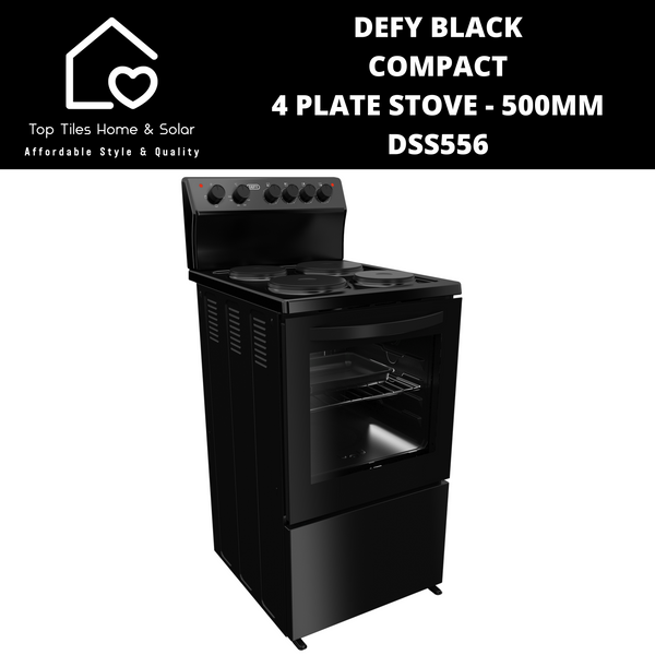 Defy Black Compact 4 Plate Stove - 500mm DSS556