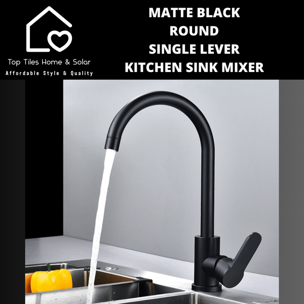 Matte Black Round Single Lever Kitchen Sink Mixer