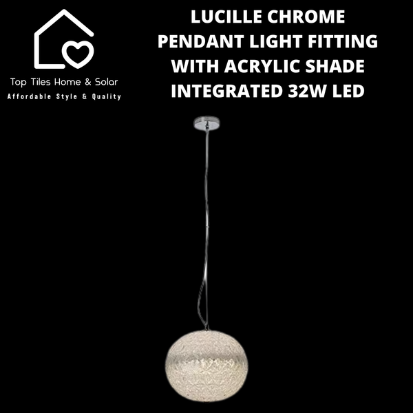Lucille Chrome Pendant Light Fitting with Acrylic Shade - 32W LED