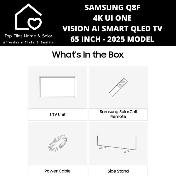 Samsung Q8F 4K UI ONE VISION AI Smart QLED TV - 65 Inch  2025 Model