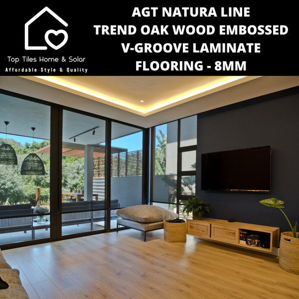 AGT Natura Line Trend Oak Wood Embossed V-Groove Laminate Flooring - 8mm