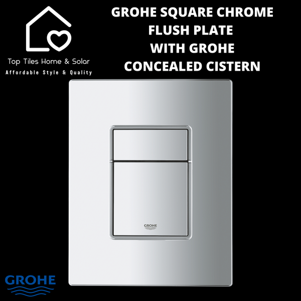 Grohe Square Chrome Flush Plate With Grohe Concealed Cistern
