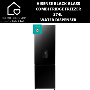 Hisense Black Mirror Combi Fridge Freezer - 374L Water Dispenser