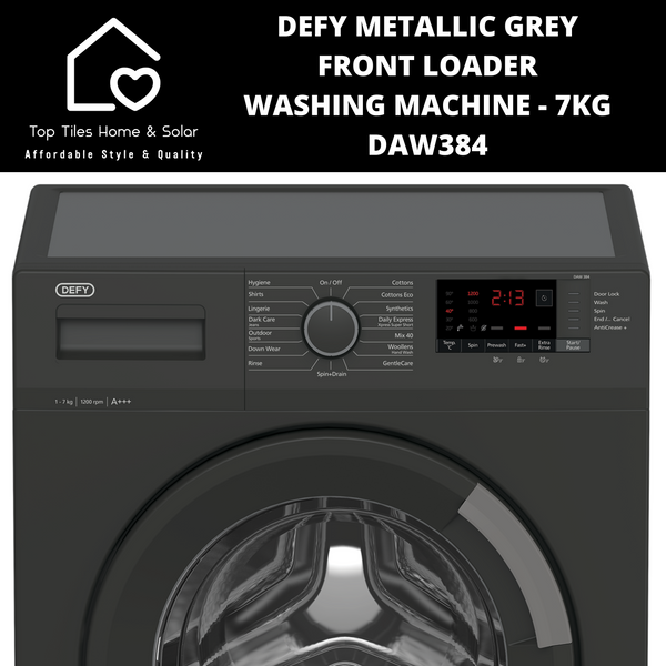 Defy Metallic Grey Front Loader Washing Machine - 7kg DAW384