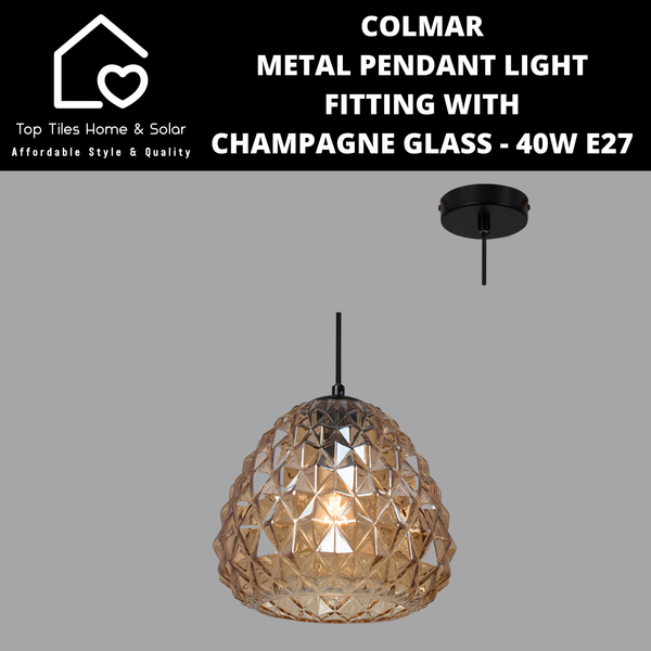 Colmar Metal Pendant Light Fitting with Champagne Glass - 40W E27