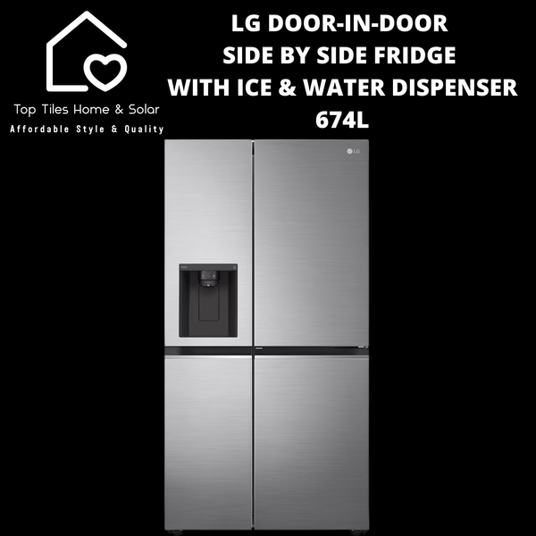 LG Door-in-Door Side by Side Fridge with Ice & Water Dispenser - 674L