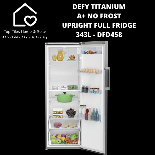 Defy Titanium A+ No Frost Upright Full Fridge - 343L DFD458