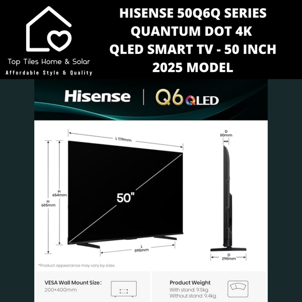 Hisense 50Q6Q Series Quantum Dot 4K QLED Smart TV - 50 Inch 2025 MODEL