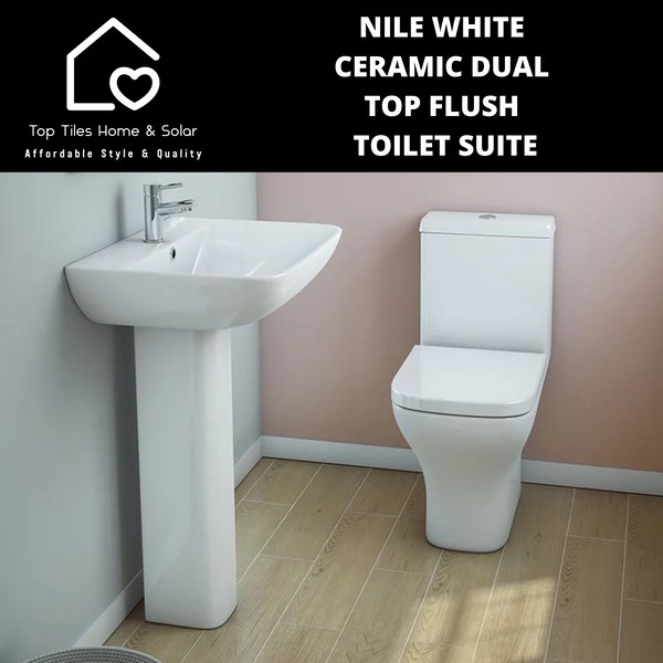 Nile White Ceramic Dual Top Flush Toilet Suite