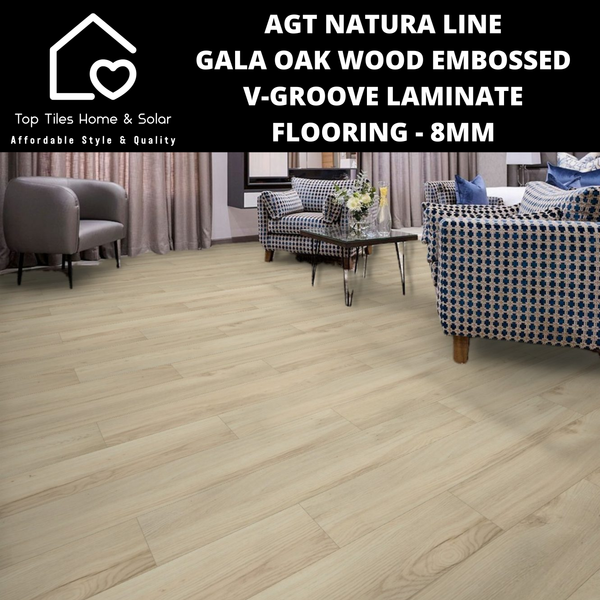 AGT Natura Line Gala Oak Wood Embossed V-Groove Laminate Flooring - 8mm