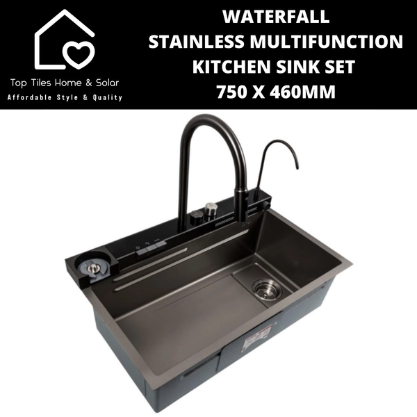 Waterfall Stainless Multifunction Kitchen Sink Set - 750 x 460mm