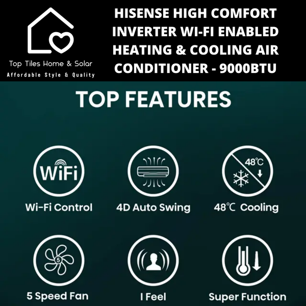 Hisense High Comfort Inverter Wi-Fi Enabled Heating & Cooling Air Conditioner - 9000BTU