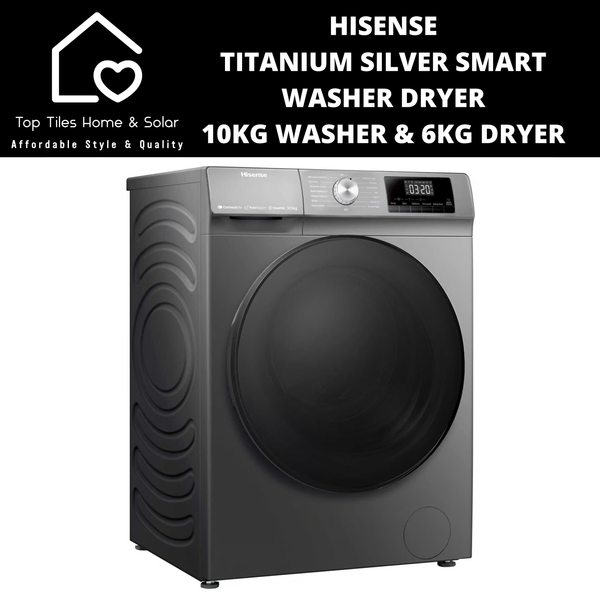 Hisense Titanium Silver Smart Washer Dryer - 10kg Washer & 6kg Dryer