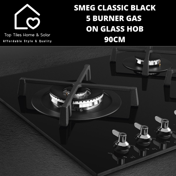 Smeg Classic Black 5 Burner Gas on Glass Hob - 90cm