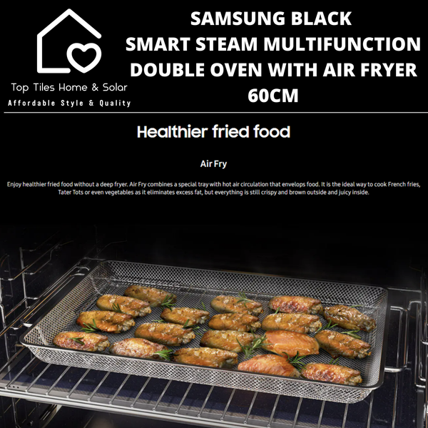 Samsung Black Smart Steam Multifunction Double Oven with Air Fryer - 60cm