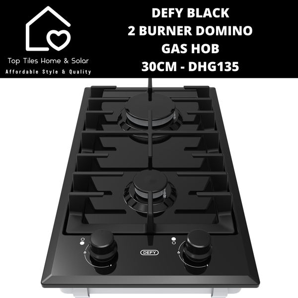 Defy Black 2 Burner Domino Gas Hob - 30cm DHG135