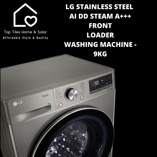 LG Stainless Steel AI DD Steam A+++ Front Loader Washing Machine - 9kg