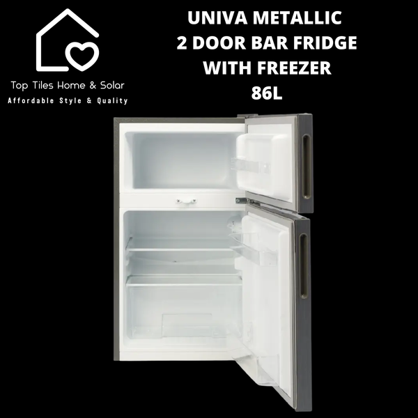 Univa Metallic 2 Door Bar Fridge with Freezer - 86L