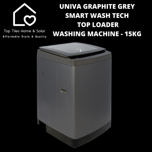 Univa Graphite Grey Smart Wash Tech Top Loader Washing Machine - 15kg