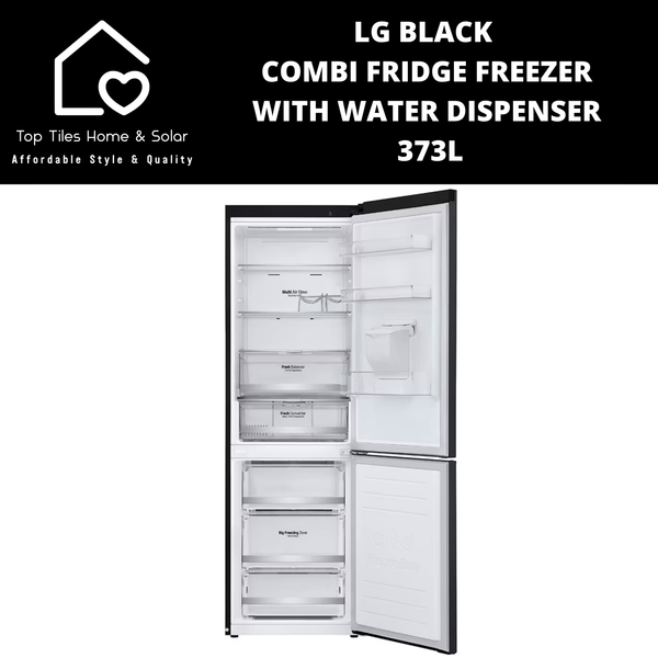 LG Black Combi Fridge Freezer - 373L Water Dispenser