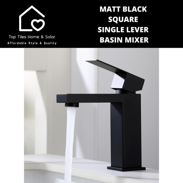Matt Black Square Single Lever Basin Mixer