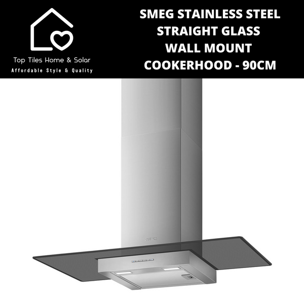 Smeg Stainless Steel Straight Glass Wall Mount Cookerhood - 90cm