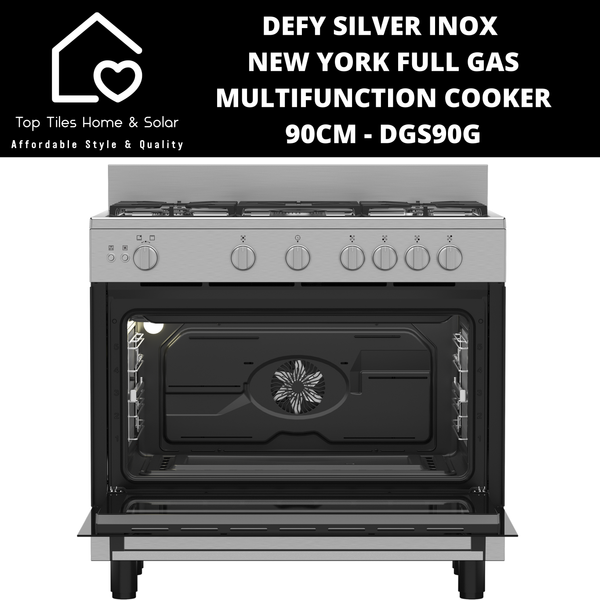 Defy Silver Inox New York Full Gas Multifunction Cooker - 90cm DGS90G