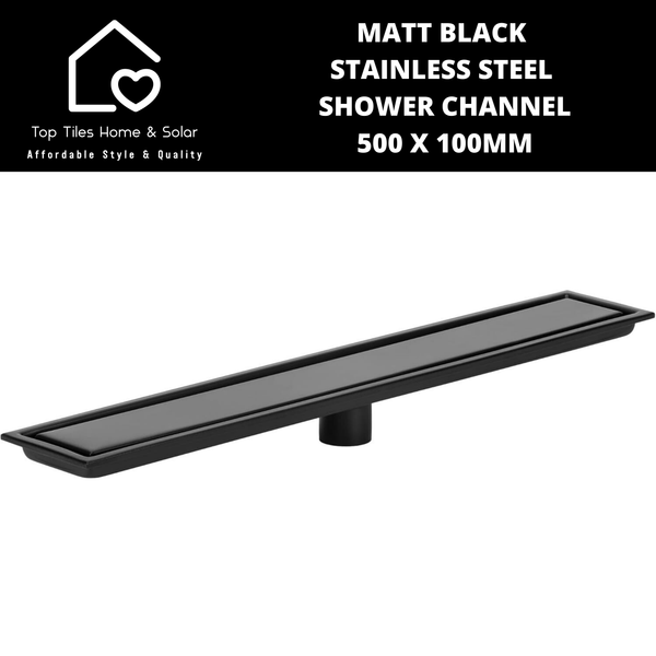 Matt Black Stainless Steel Shower Channel - 500 x 100mm