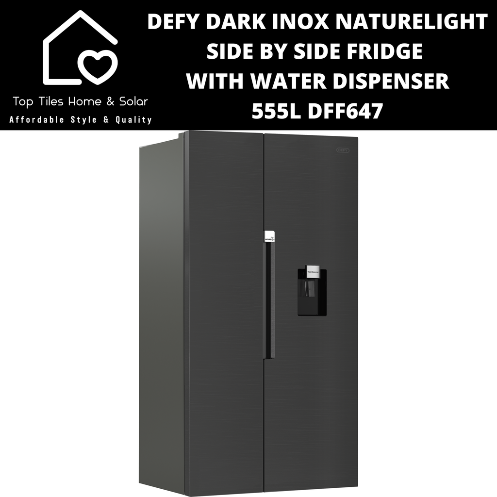 Defy Dark Inox NatureLight Side By Side Fridge with Water