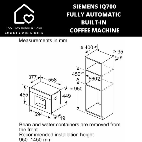 Siemens iQ700 - Fully Automatic Built-in Coffee Machine