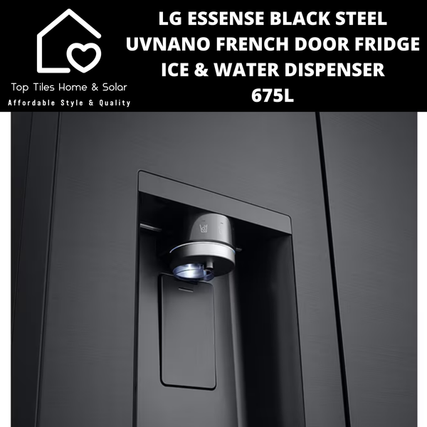 LG Essense Black Steel UVNano French Door Fridge - 675L Ice & Water Dispenser