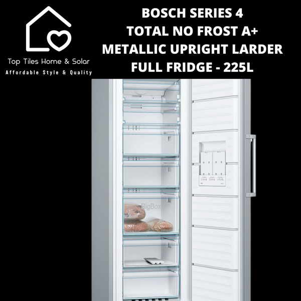 Bosch Series 4 - Total No Frost A+ Metallic Upright Larder Fridge - 225L
