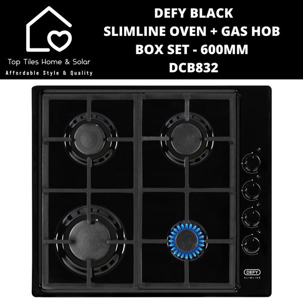 Defy Black Slimline Oven + Slimline Gas Hob Box Set - 600mm DCB832