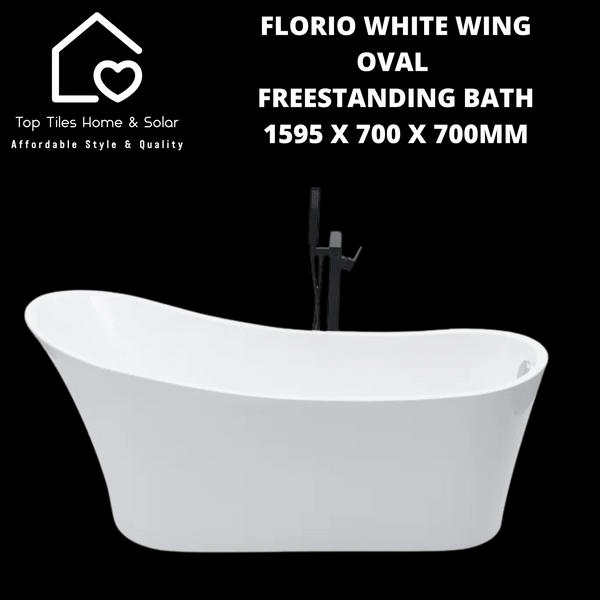 Florio White Wing Oval Freestanding Bath - 1595 x 700 x 700mm