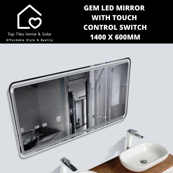 Gem LED Mirror With Touch Control Switch -  1400 x 600mm