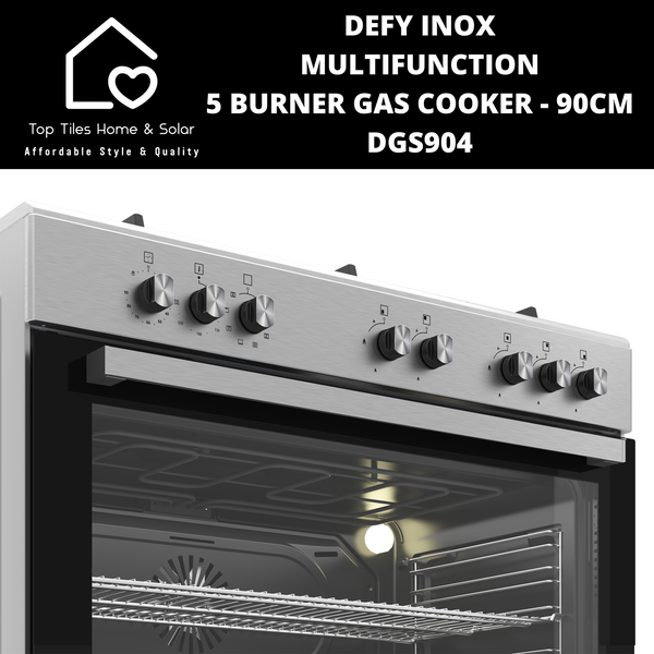 Defy Inox Multifunction 5 Burner Gas Cooker - 90cm DGS904