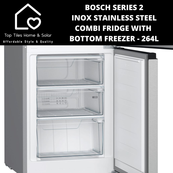 Bosch Series 2 - Inox Combi Fridge With Bottom Freezer - 264L