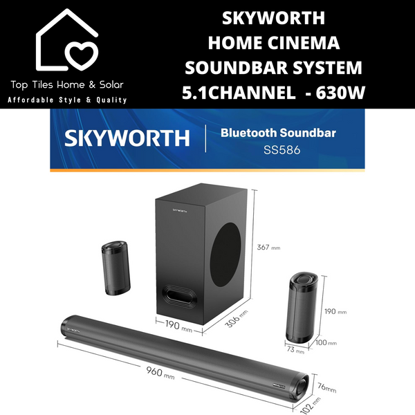 Skyworth Home Cinema Soundbar System 5.1Channel  - 630W