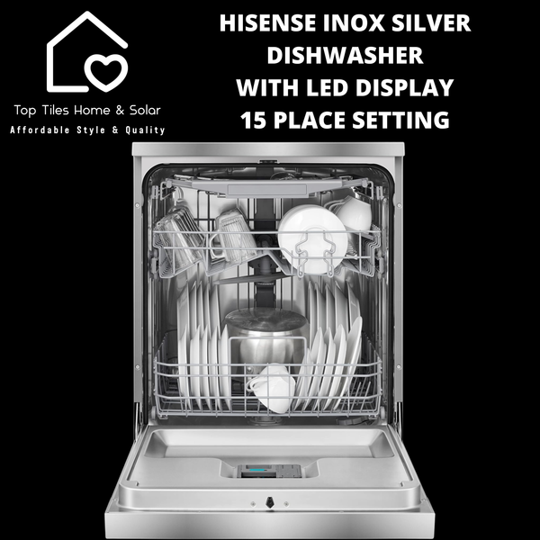 Hisense Inox Silver Dishwasher with LED Display - 15 Place Setting