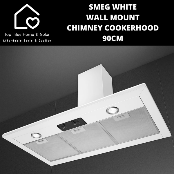 Smeg White Wall Mount Chimney Cookerhood - 90cm