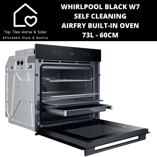 Whirlpool Black W7 Self Cleaning AirFry 73L Built-In Oven - 60cm