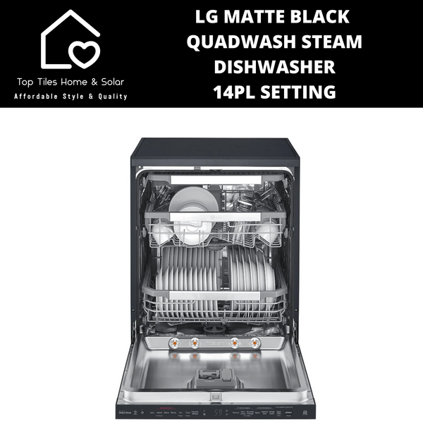 LG Matte Black QuadWash Steam Dishwasher - 14Pl Setting