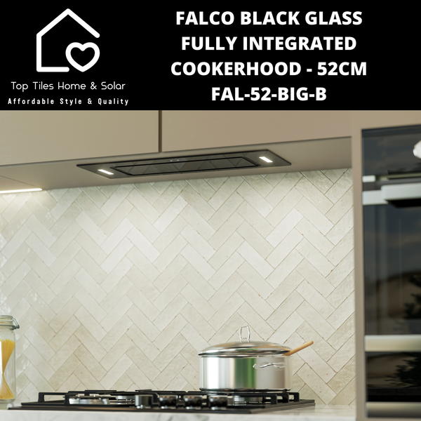 Falco Black Glass Fully Integrated Cookerhood - 52cm FAL-52-BIG-B