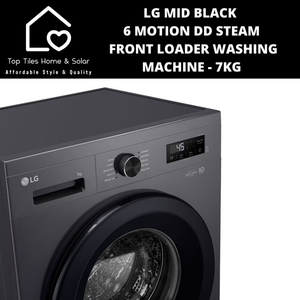 LG Mid Black 6 Motion DD Steam Front Loader Washing Machine - 7kg