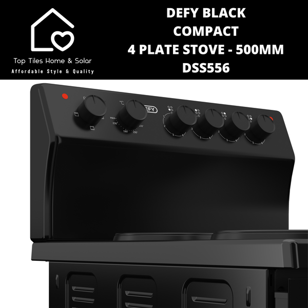Defy Black Compact 4 Plate Stove - 500mm DSS556