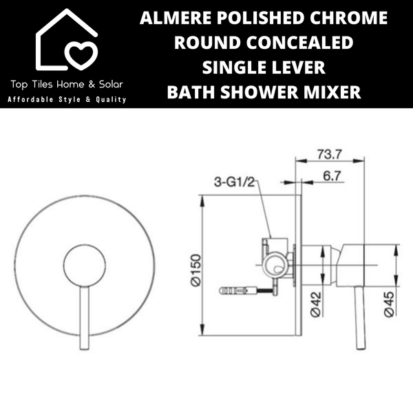 Almere Polished Chrome Round Single Lever Bath Shower Mixer