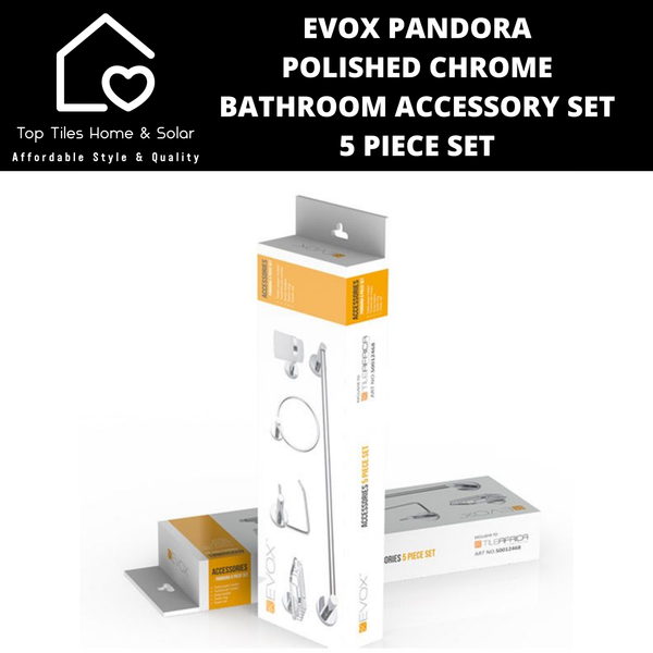 Evox Pandora Polished Chrome Bathroom Accessory set 5 Piece Set