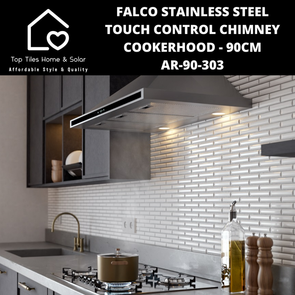 Falco Stainless Steel Touch Control Chimney Cookerhood - 90cm AR-90-303