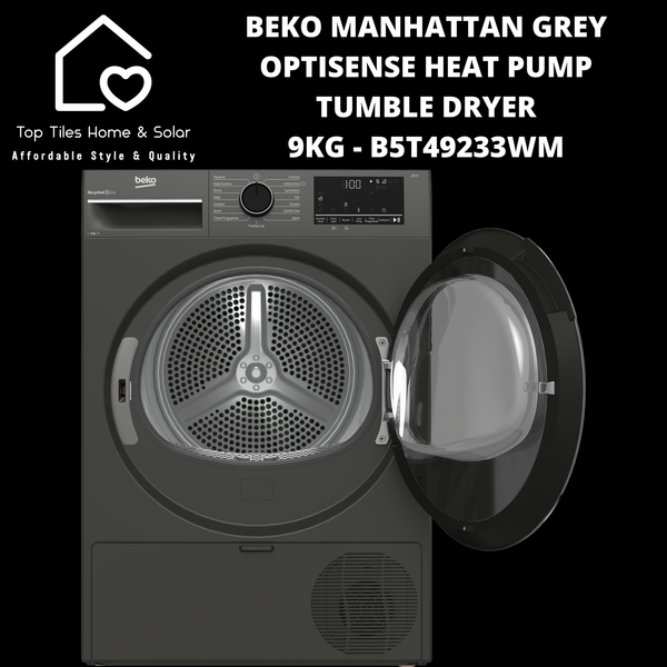 Beko Manhattan Grey OptiSense Heat Pump Tumble Dryer - 9kg B5T49233WM